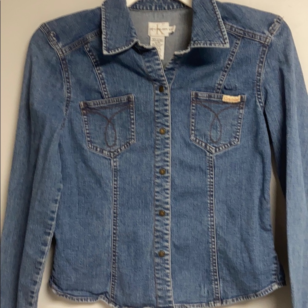 Calvin Klein (CK) Denim Shirt Women's' S/P Snap - Picture 4 of 9